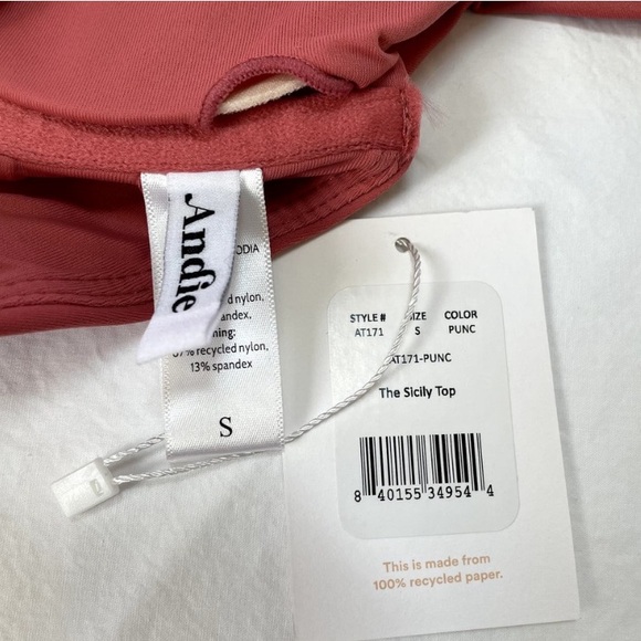 Andie Bikini Top Womens Small Sicily Punch Pink Underwire Swimwear New NWT - Picture 3 of 3